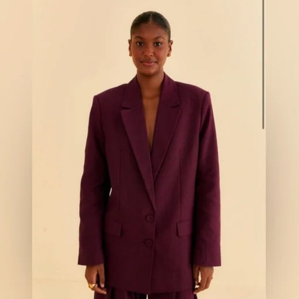 NWT Farm Rio Burgundy straight blazer